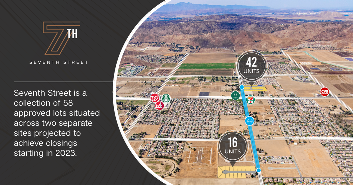 New Opportunity | Seventh Street is a collection of 58 approved lots situated across two separate sites projected to achieve closings starting in 2023., Province West
