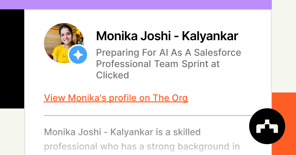Monika Joshi Kalyankar Preparing For AI As A Salesforce Monika Joshi Kalyankar Preparing For AI As A Salesforce